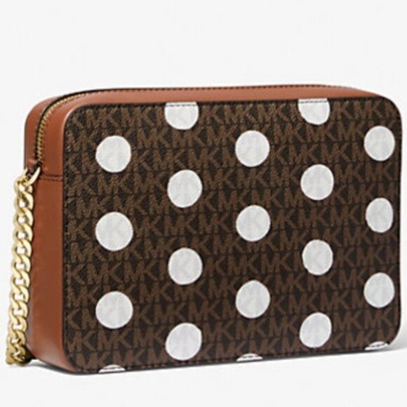 Michael Kors Jet Set Large Polka Dot Signature Logo Crossbody Bag NWT - Picture 3 of 7